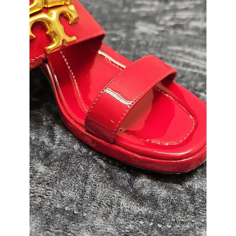 Tory Burch Red Patent Leather Eleanor Heel Sandal Size 6